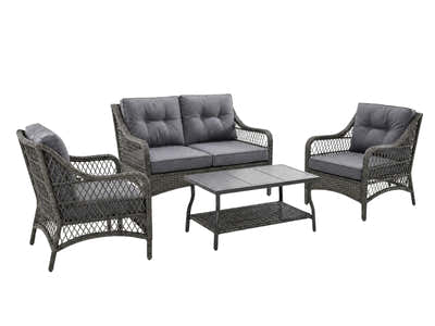 4-Piece Outdoor Sofa Set - Brown + Grey