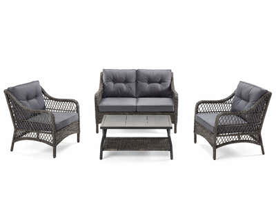 4-Piece Outdoor Sofa Set - Brown + Grey