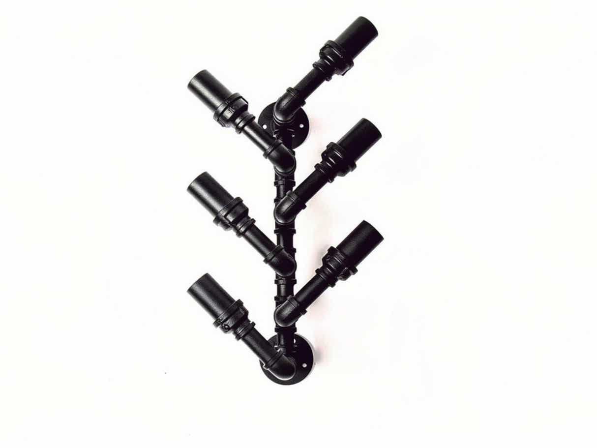 Wall-Mounted Pipe Wine Rack - 6 Bottle Holder