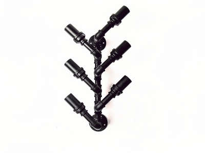 Wall-Mounted Pipe Wine Rack - 6 Bottle Holder