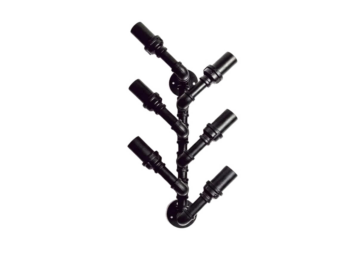 Wall-Mounted Pipe Wine Rack - 6 Bottle Holder