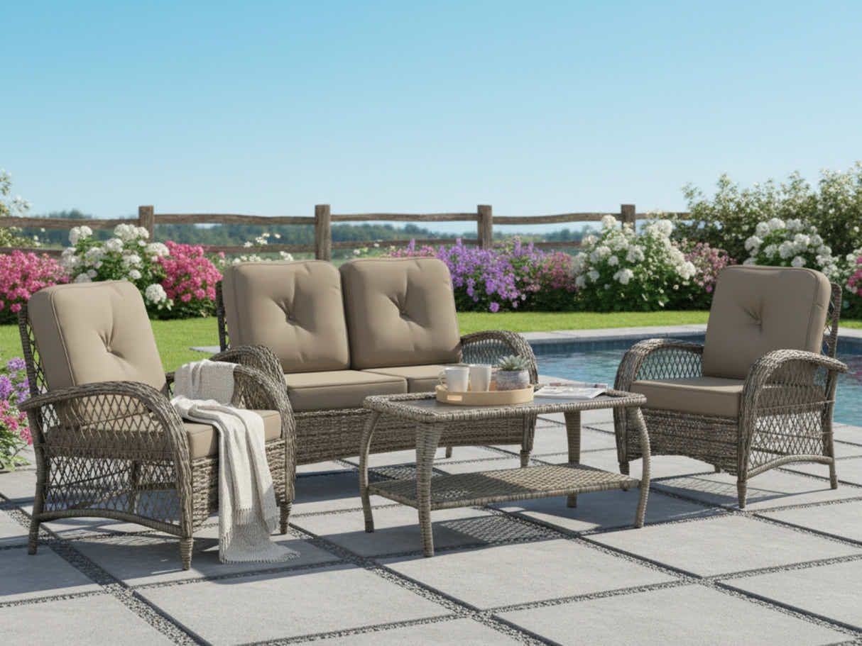4-Piece Outdoor Sofa Set - Brown