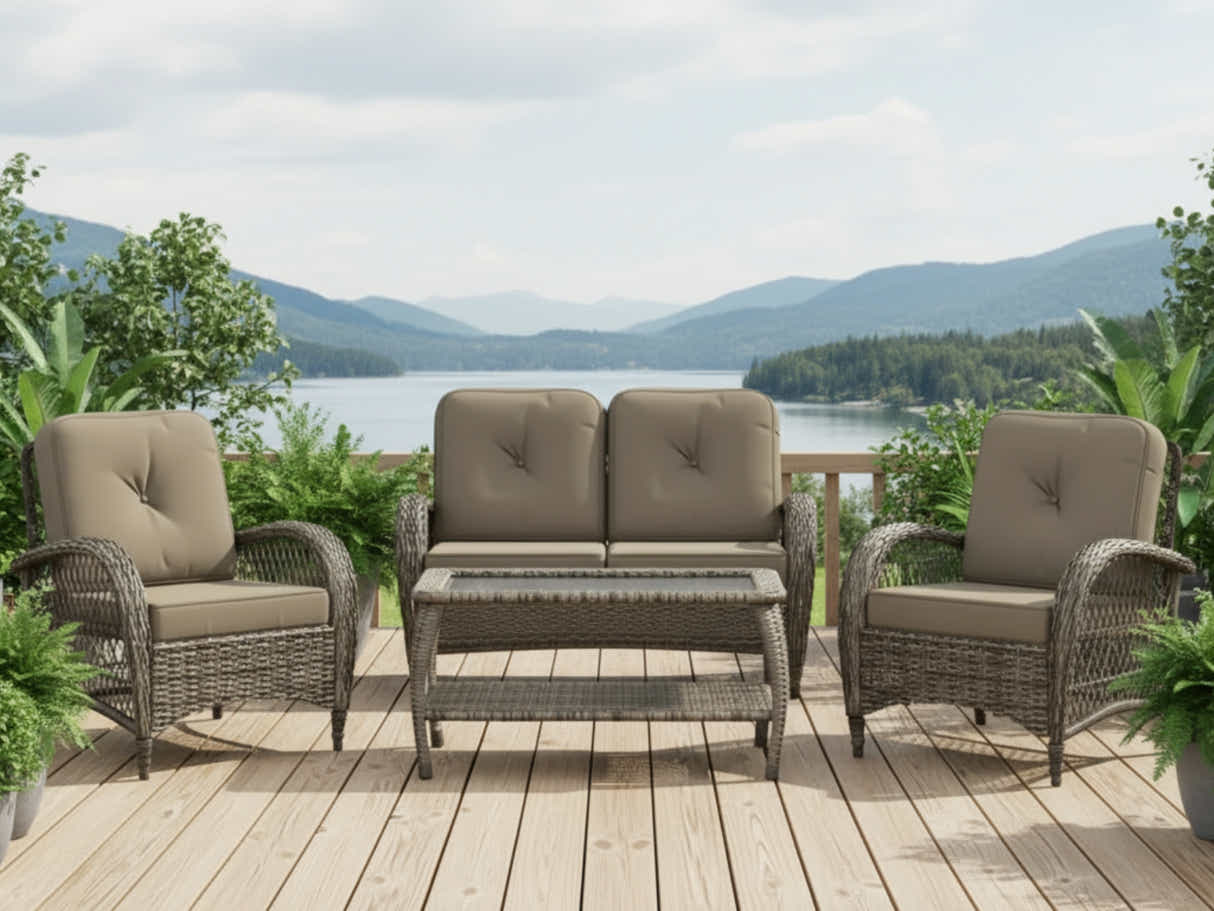 4-Piece Outdoor Sofa Set - Brown