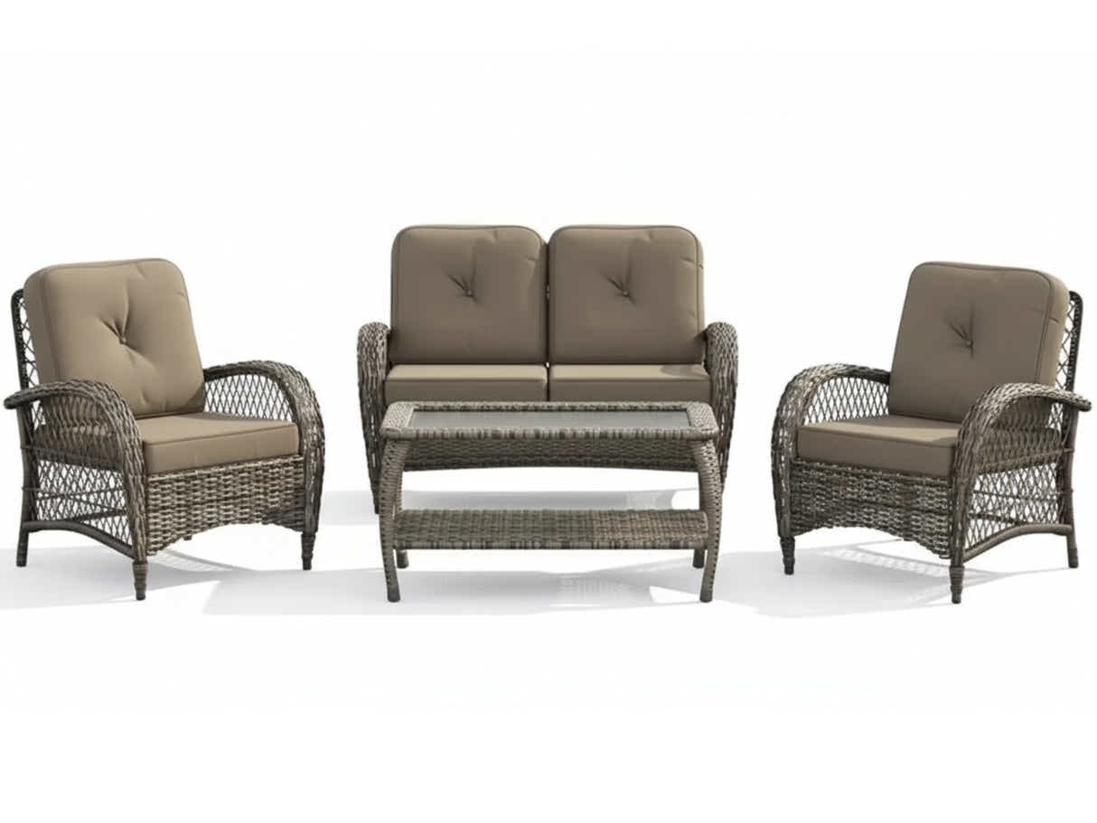4-Piece Outdoor Sofa Set - Brown