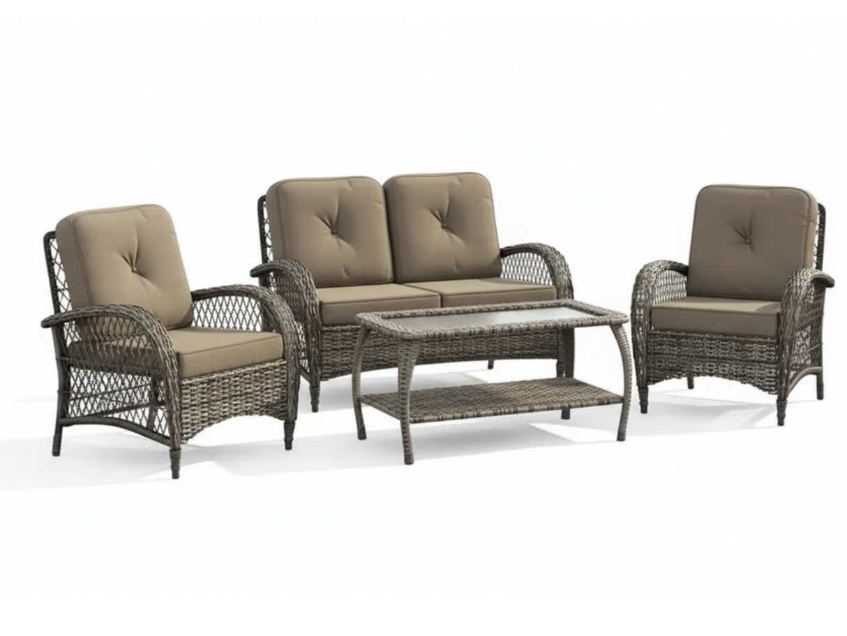 4-Piece Outdoor Sofa Set - Brown