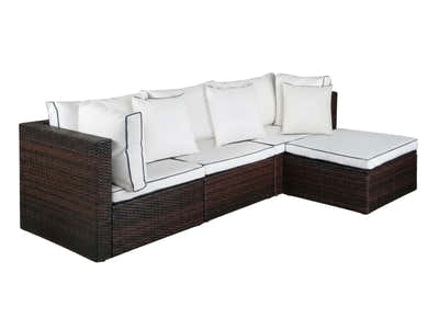Hampton 4-Piece Outdoor Sofa Set - Brown + Cream
