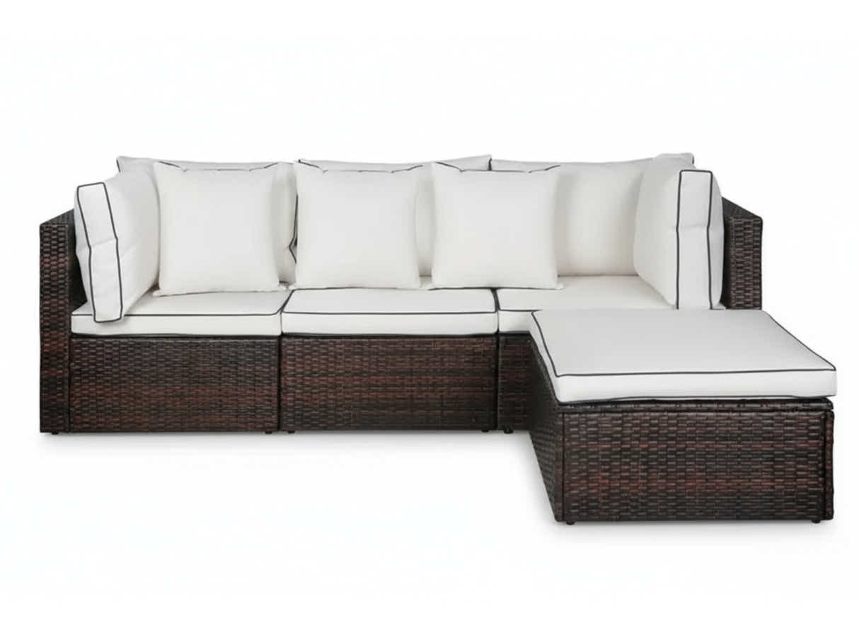 Hampton 4-Piece Outdoor Sofa Set - Brown + Cream