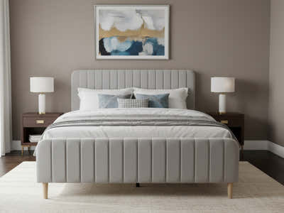 Edina Velvet Bed Frame Grey - Queen