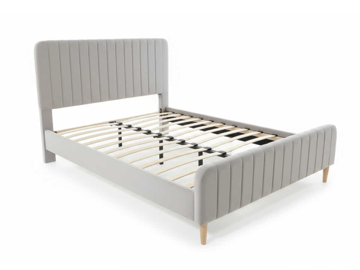DS Edina Velvet Bed Frame Grey - Queen