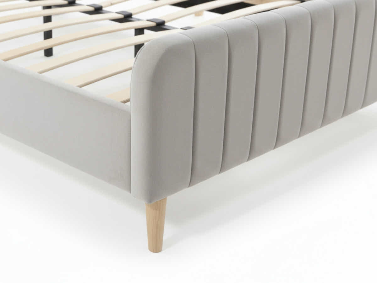 DS Edina Velvet Bed Frame Grey - Queen