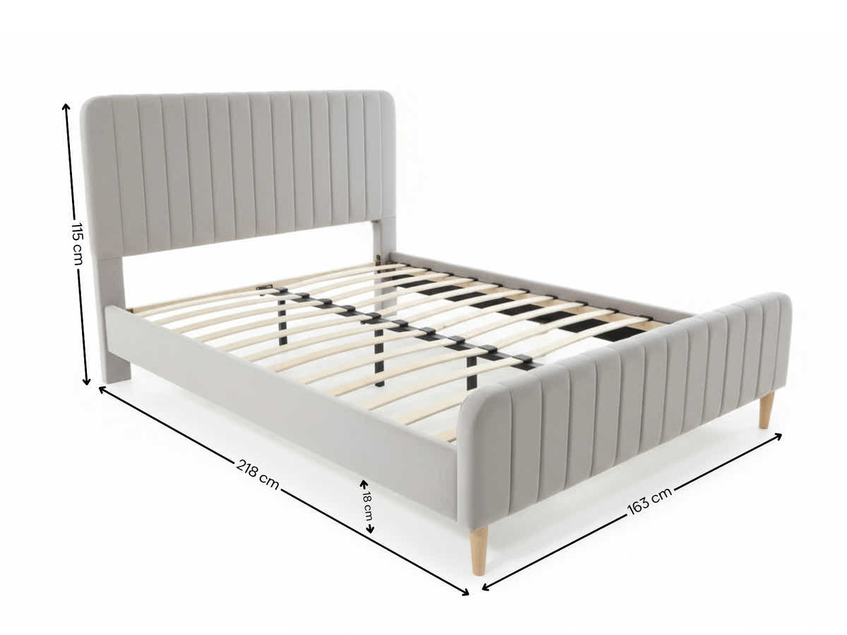 DS Edina Velvet Bed Frame Grey - Queen