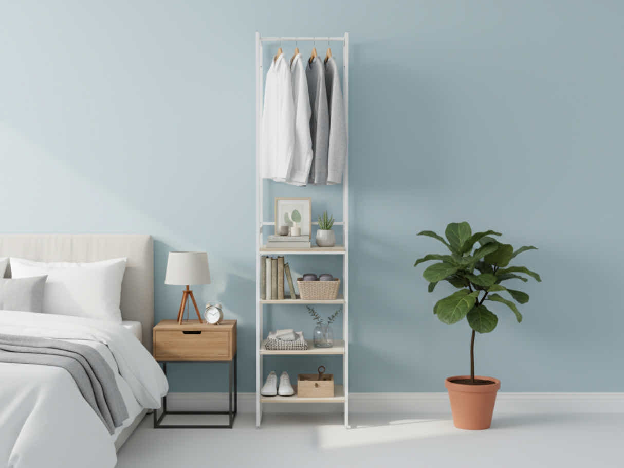 Delani Open Wardrobe with Shelves