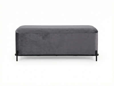 Delani Velvet Ottoman Bench With Storage - Charcoal