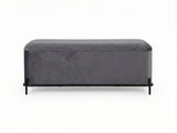 Delani Velvet Ottoman Bench With Storage - Charcoal