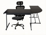 Corner Desk & Molina Mesh Task Chair Black+Black