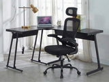 Corner Desk & Molina Mesh Task Chair Black+Black