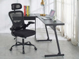 Corner Desk & Molina Mesh Task Chair Black+Black