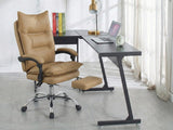 Corner Desk & New Markus Office Chair with Footrest PU Khaki