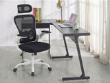 Corner Desk & Molina Mesh Task Chair White+Black