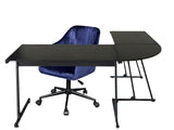 Corner Desk & Lilac Office Chair Velvet Blue