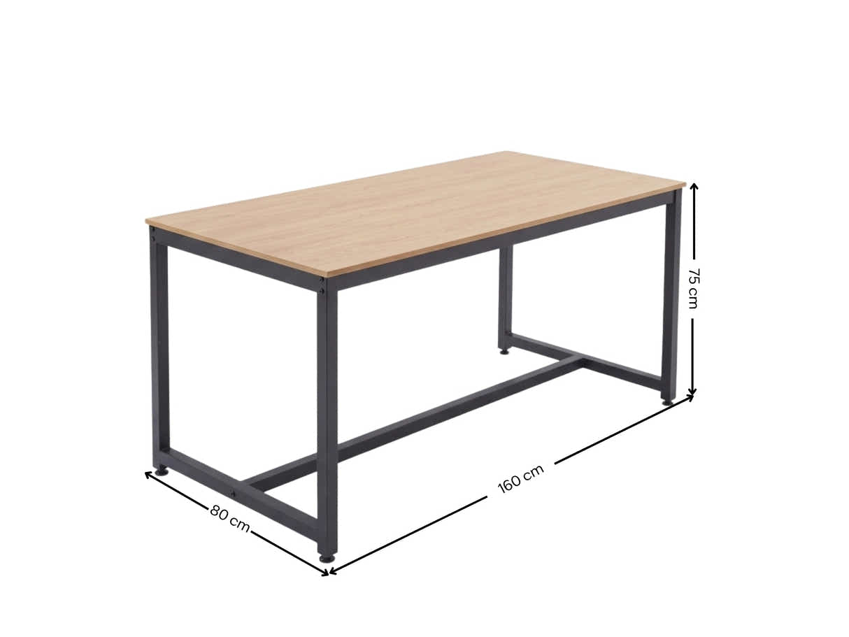 Wooden Dining Table with Metal Legs - 160 cm