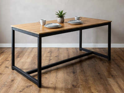 Wooden Dining Table with Metal Legs - 160 cm