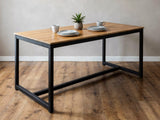 Wooden Dining Table with Metal Legs - 160 cm