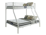 Metal Triple Bunk Bed - White & Bon10 Single + Bon21 Double Mattresses