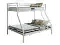 Metal Triple Bunk Bed - White & Bon15 Single + Bon21 Double Mattresses