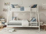 Metal Triple Bunk Bed - White & Bon15 Single + Bon21 Double Mattresses