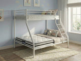 Metal Triple Bunk Bed - White & Bon15 Single + Bon21 Double Mattresses