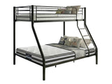 Metal Triple Bunk Bed - Black & Bon10 Single + Bon21 Double Mattresses