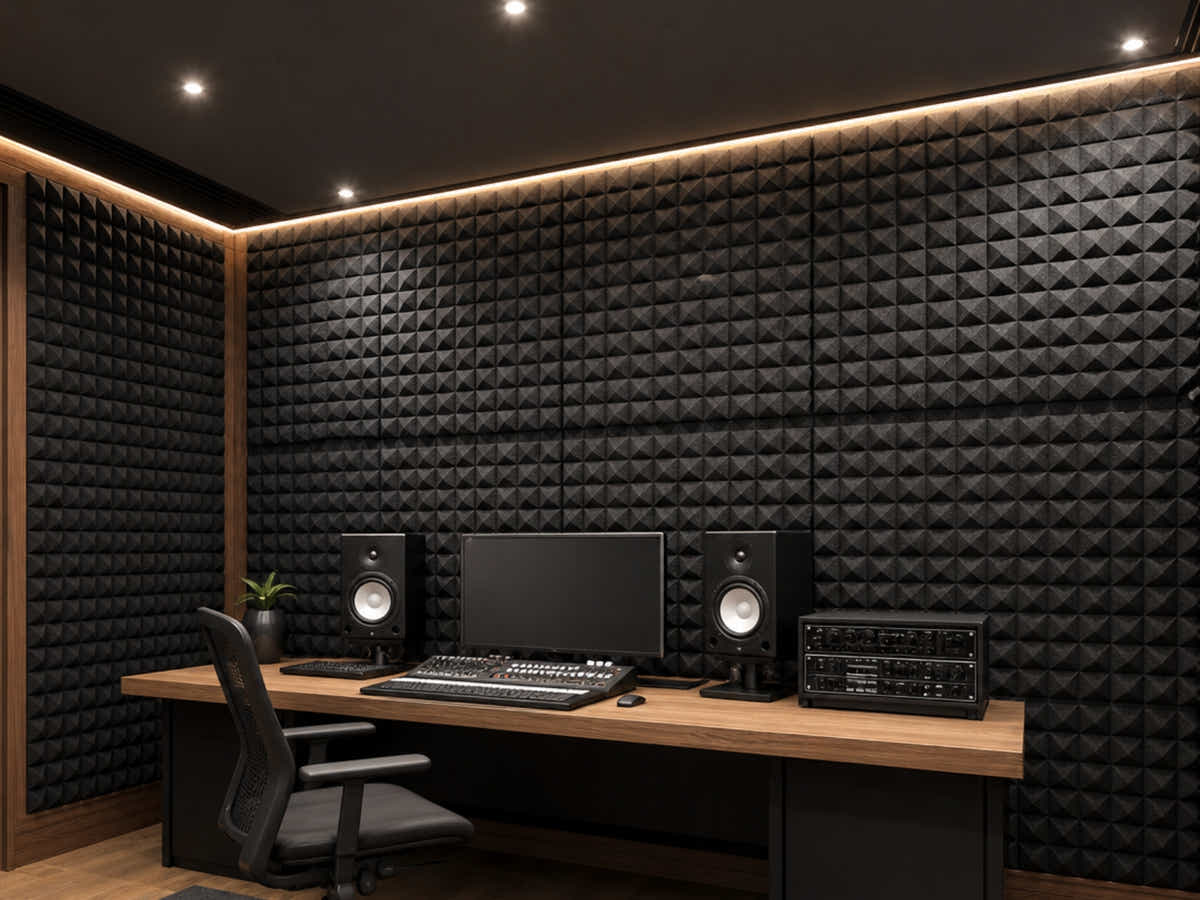 Pyramid Acoustic Foam Panels 50 × 50cm – 12 Pack