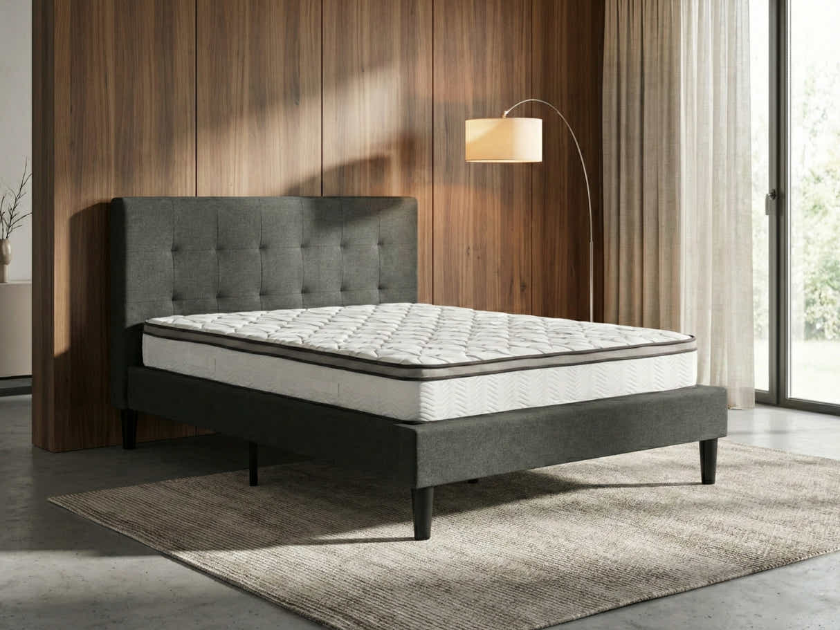 Soni Linen Bed Frame & Euro Top Memory Foam Mattress GEL30 - Double