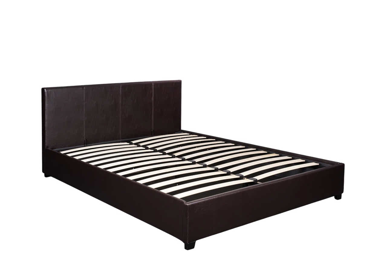 Bass Storage Bed Frame PU Dark Brown - Double