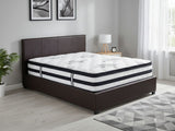 Bass Storage Bed Frame PU Dark Brown & K34 Mattress  - Double