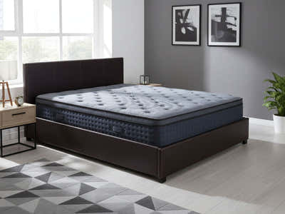 Bass Storage Bed Frame PU Dark Brown & Euro Top Mattress B34 - Double (Combo)