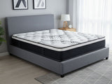 Bass Storage Bed Frame Grey & Euro Top Mattress J32 - Double