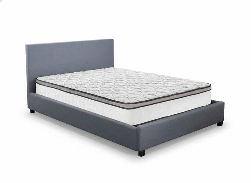 Bass Storage Bed Frame Grey & Euro Top Memory Foam Mattress GEL30 - Double (Combo)