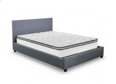 Bass Storage Bed Frame Grey & Euro Top Memory Foam Mattress GEL30 - Double