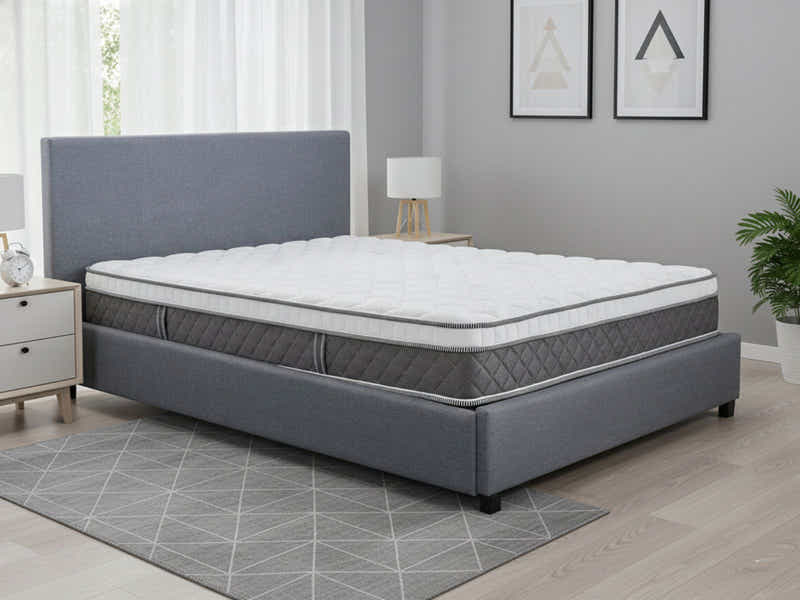 Bass Storage Bed Frame Grey & MEM23 Mattress - Double (Combo)