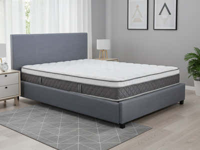 Bass Storage Bed Frame Grey & MEM23 Mattress - Double (Combo)