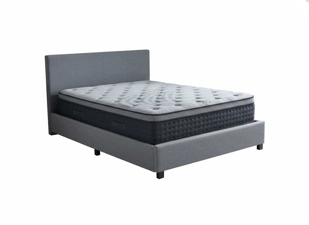 Bass Storage Bed Frame Grey & Euro Top Mattress B34 - Double
