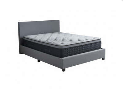 Bass Storage Bed Frame Grey & Euro Top Mattress B34 - Double
