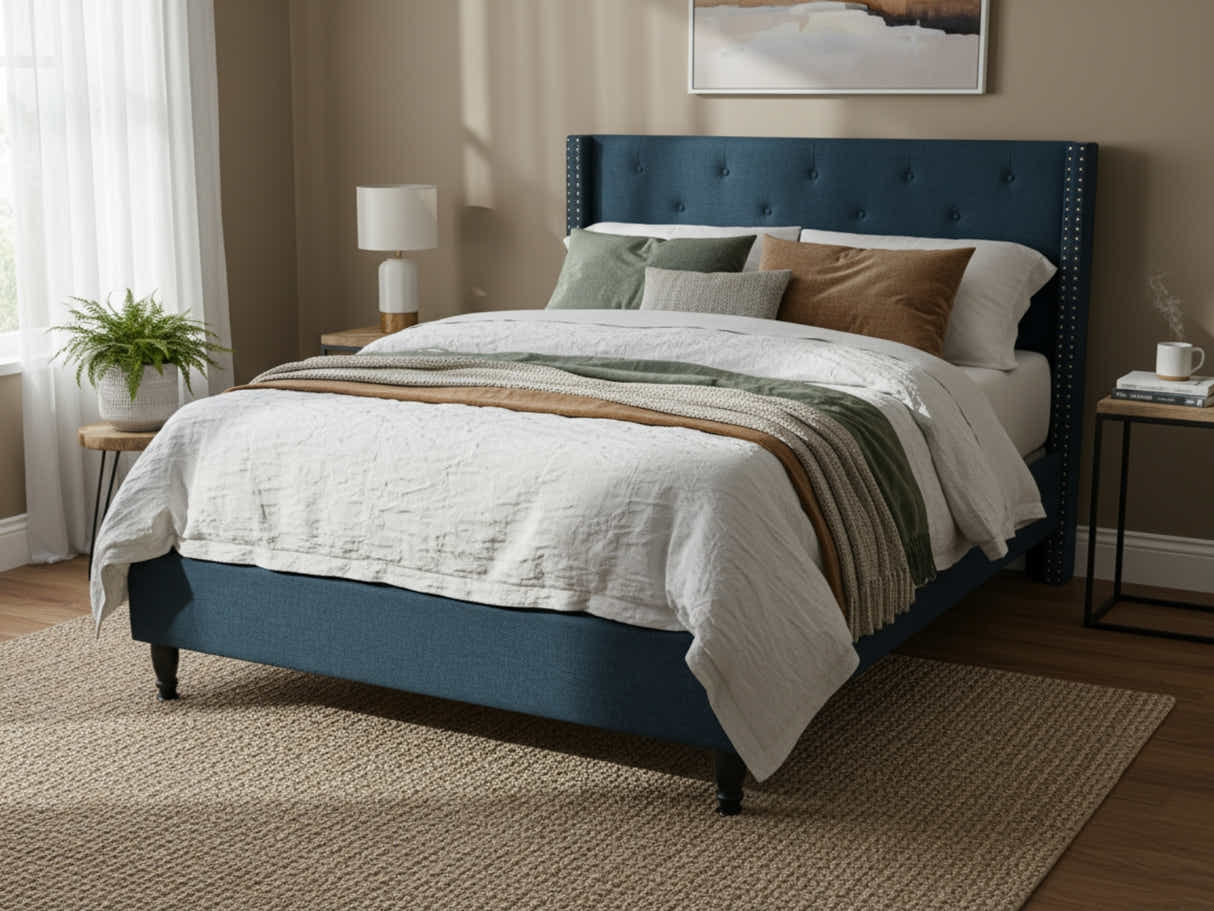 New Lisbeth Bed Frame Blue - Queen