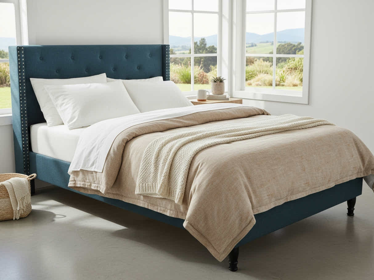 New Lisbeth Bed Frame Blue - Queen