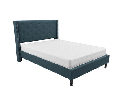 New Lisbeth Bed Frame Blue & Bon15 Mattress - Queen