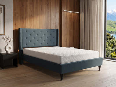 New Lisbeth Bed Frame Blue & Bon15 Mattress - Queen