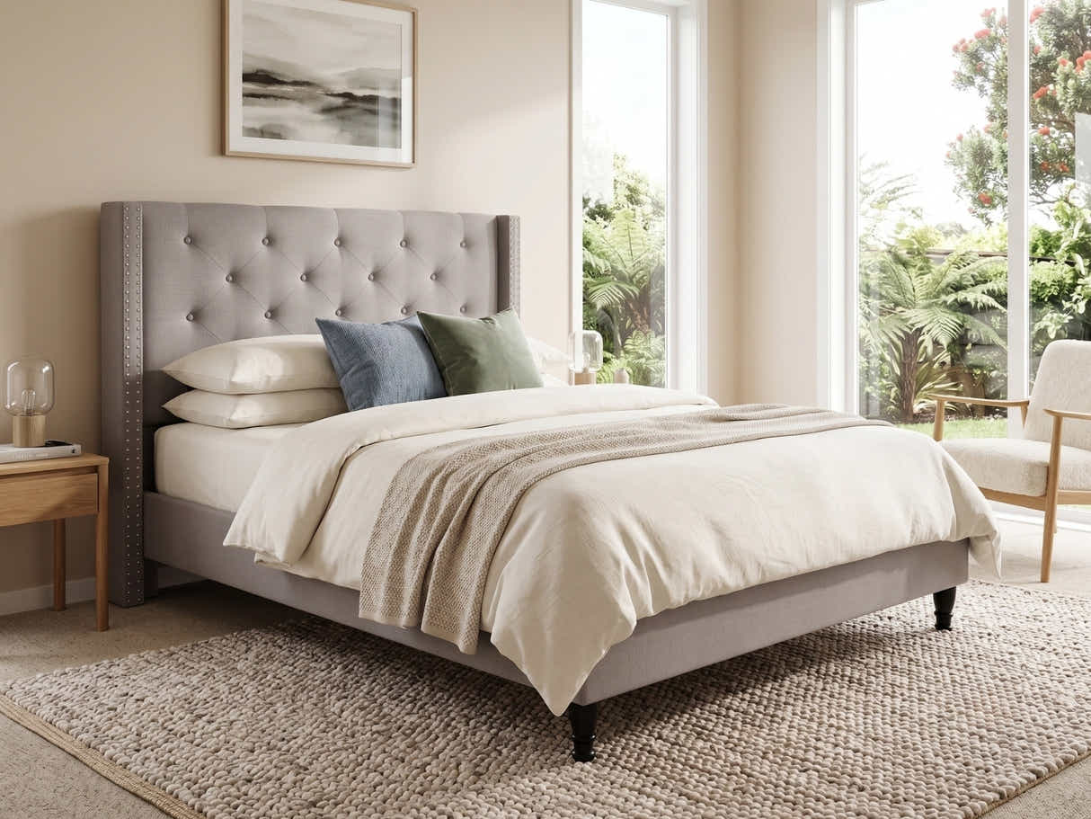 New Lisbeth Bed Frame Grey - Queen