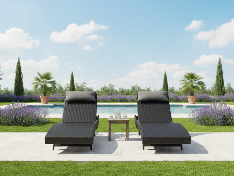 Outdoor Sun Lounger with Aluminium Frame - Set of 2